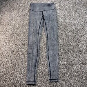 Lululemon Black White Grid Print Leggings Women's Small Yoga Athletic Pants